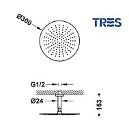 MEDIDAS ROCIADOR DUCHA A TECHO TRES